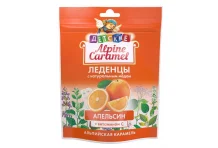 Альпийская карамель, леденцы дет с натур медом и вит С апельсин 75г