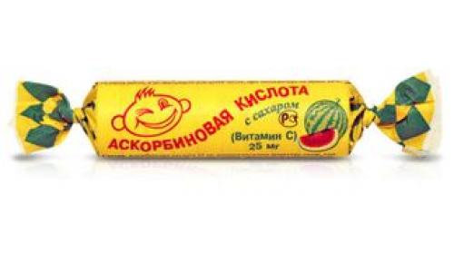 Аскорбиновая кислота с сахаром, таблетки 3г №10 крутка арбуз