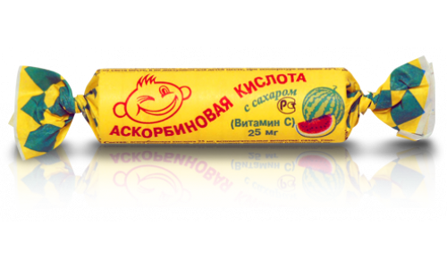 Аскорбиновая кислота с сахаром, таблетки 25мг №10 крутка арбуз