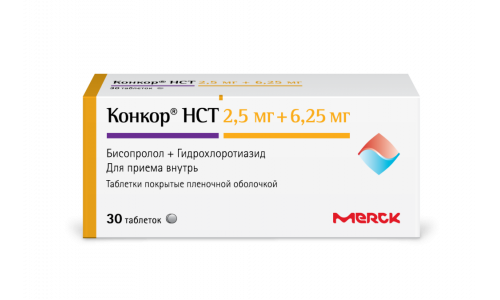 Конкор НСТ, таблетки ппо 2,5мг+6,25мг №30