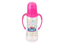 Умка бутылочка с ручками силик соска 6+ 250мл 2257/2233 розовая
