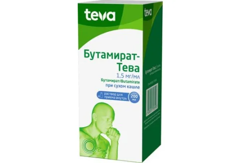 Бутамират Тева, раствор для внутр примен 1,5мг/мл 200мл