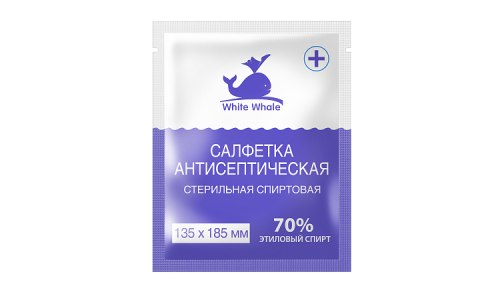 Салфетки спирт а/септич стер 135х185мм №1 White Whale