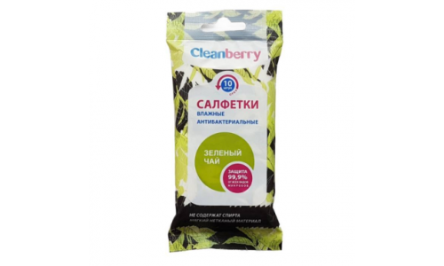 Салфетки влаж а/бактер Cleanberry зеленый чай №10