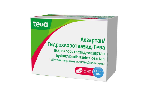 Гидрохлоротиазид+Лозартан-Тева таб ппо 12,5мг+50мг №90