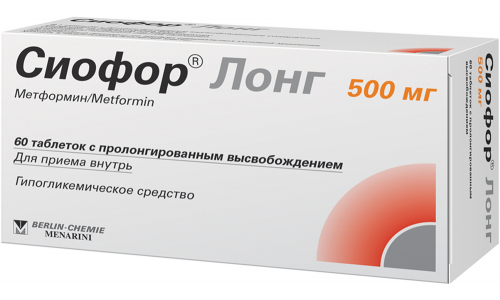 Сиофор Лонг 500, таблетки с пролонг высвоб 500мг №60