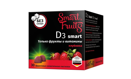 Смарт Фрутс D3 Смарт, пастил жев фрукт 2,5г №30 Бад