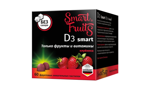 Смарт Фрутс D3 Смарт, пастил жев фрукт 2,5г №60 Бад