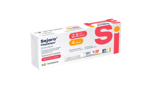Седжаро, р-р д/подкож введ 2,5мг/доза 2,4мл шприц-ручка + иглы 4шт