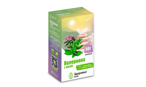 Валериана с мятой 50г Здоровье Health