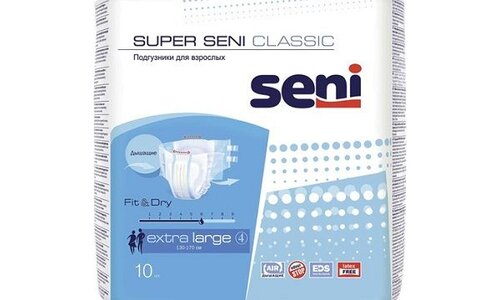 Сени Супер подгузники д/взрослых р.XL (130-170см) №10