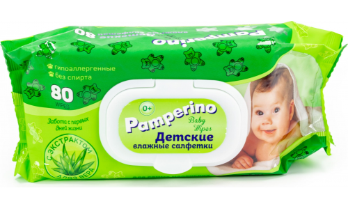 Памперино салфетки влаж д/детей алоэ вера №80 клапан