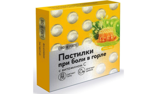 Пастилки при боли в горле липа-мед №9 Биофорте
