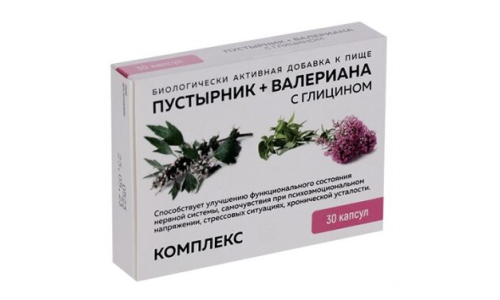 Комплекс валериана+пустырник с глицином, капс №36
