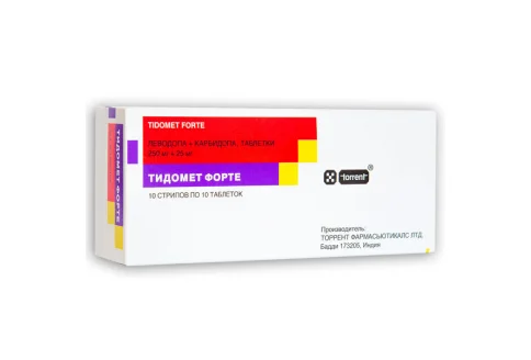 ТИДОМЕТ ФОРТЕ, ТАБЛЕТКИ 250МГ/25МГ №100