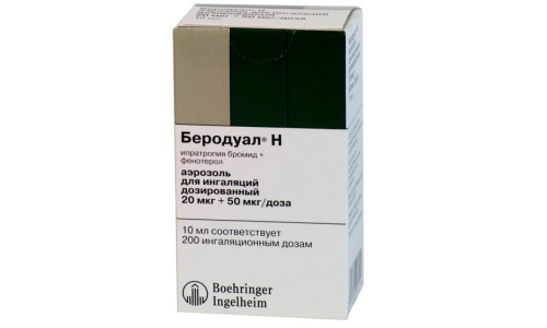 Беродуал H, аэрозоль для инг доз 20мкг+50мкг 200ДОЗ балл 10мл фото 2