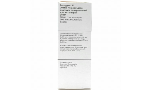 Беродуал H, аэрозоль для инг доз 20мкг+50мкг 200ДОЗ балл 10мл фото 5