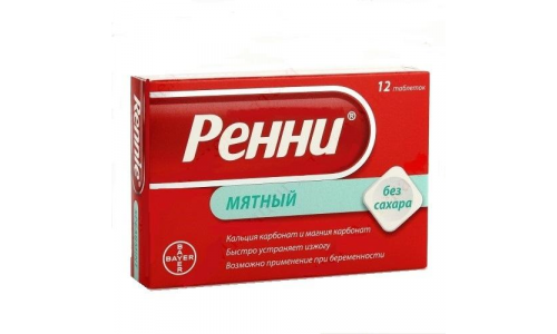Ренни, таблетки жев б/сах №12 мята