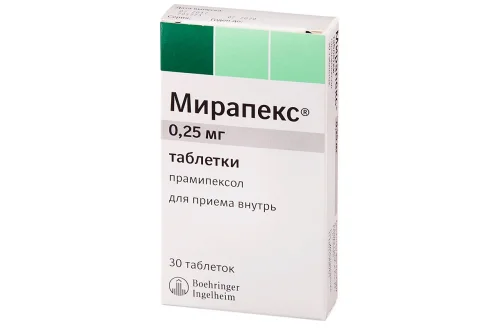 Мирапекс, таблетки 0,25мг №30
