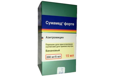 Сумамед Форте, порошок для суспензии для внутр 200мг/5мл 16,74г 15мл банан