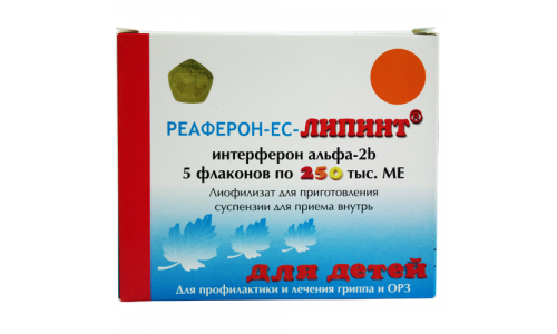 Реаферон-ЕС-Липинт, лиофил для суспензий внутр примен 250тыс МЕ фл №5