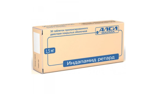Индапамид Ретард АЛСИ, таблетки ппо с пролонг высвоб 1,5мг №30