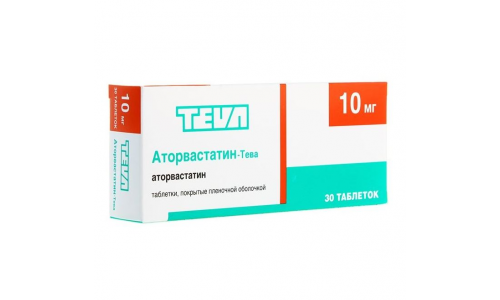 Аторвастатин Тева, таблетки ппо 10мг №30