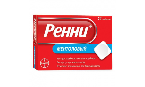 Ренни, таблетки жев №24 ментол