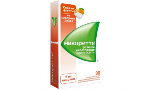 Никоретте, жеват резинка 2мг №30 свежие фрукты