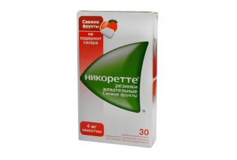 Никоретте, жеват резинка 4мг №30 свежие фрукты