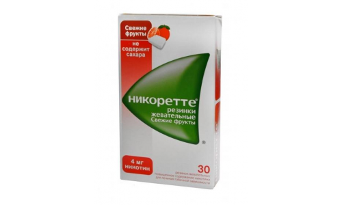 Никоретте, жеват резинка 4мг №30 свежие фрукты