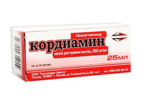 Кордиамин, капли для внутр примен 250мг/мл 25мл