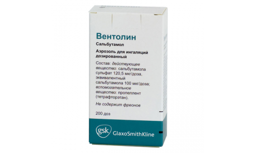 Вентолин, аэрозоль для инг доз 100мкг/доз 200ДОЗ 10мл