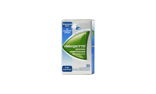 Никоретте, жевательная резинка морозная мята 4мг №30