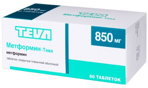 Метформин-Тева таб ппо 850мг №60