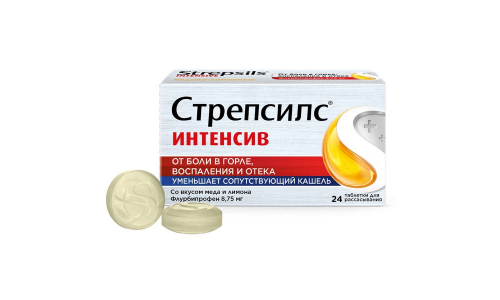 Стрепсилс Интенсив, таблетки для рассас №24 мед-лимон