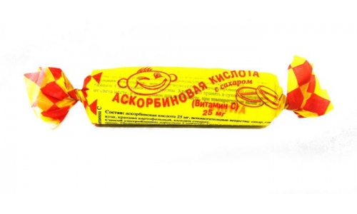 Аскорбиновая кислота с Сахаром, таблетки 25мг №10