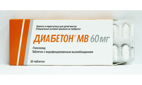Диабетон МВ, таблетки с модиф высвоб 60мг №30