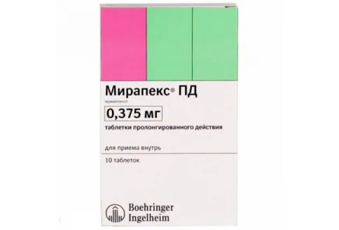 Мирапекс Пд, таблетки 0,375мг №10