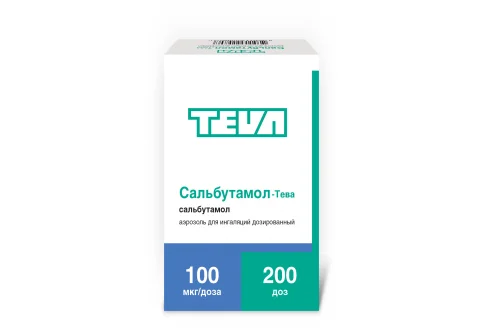 Сальбутамол Тева, аэрозоль для инг доз 100мкг/доз 200доз12мл