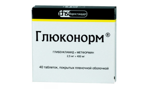 ГЛЮКОНОРМ, ТАБЛЕТКИ 2,5МГ+400МГ №40