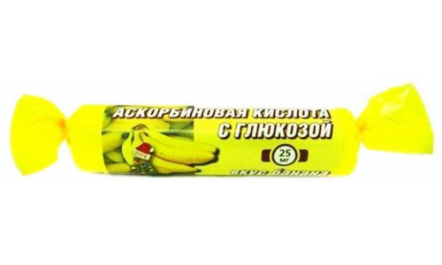 Гленвитол Аскорбиновая кислота и Глюкоза, таблетки жев 3г №10 вкус банана, крутка