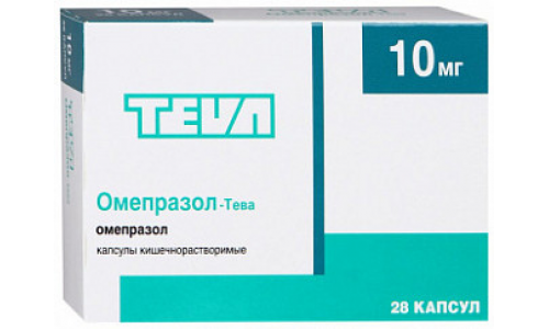 Омепразол Тева, капсулы кишечнораств 10мг №28