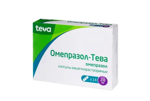 Омепразол Тева, капсулы кишечнораств 20мг №14