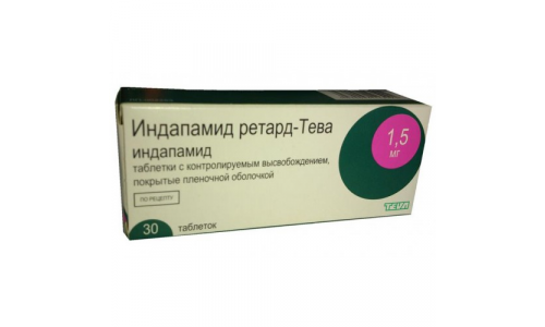 Индапамид Ретард Тева, таблетки ппо с пролонг высвоб 1,5мг №30