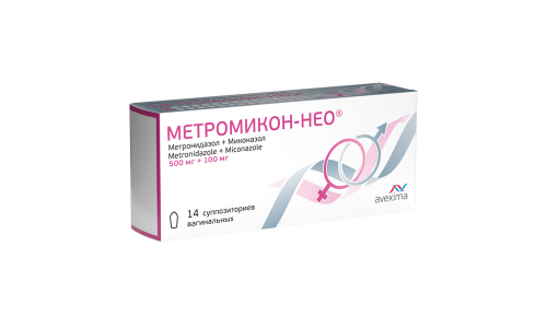 Метромикон-Нео, суппозитории вагинальные 500мг+100мг №14