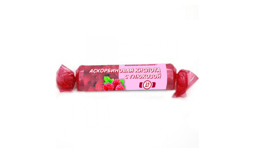 Гленвитол Аскорбиновая кислота и Глюкоза, таблетки жев 3г №10 вкус малины, крутка