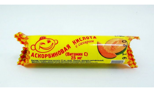 Аскорбинка с Сахаром, таблетки №10 вкус дыни