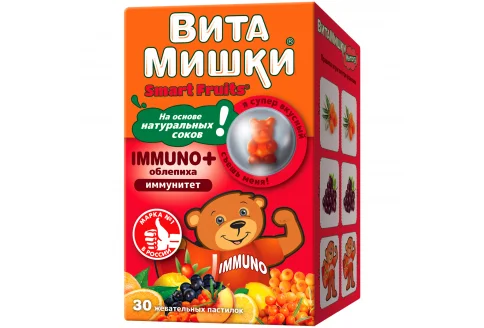ВитаМишки Иммуно+, пастилки жев №30 облепиха