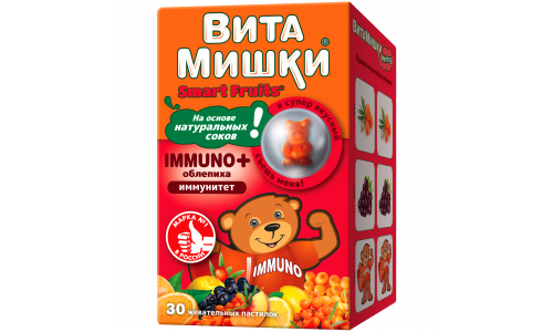 ВитаМишки Иммуно+, пастилки жев №30 облепиха